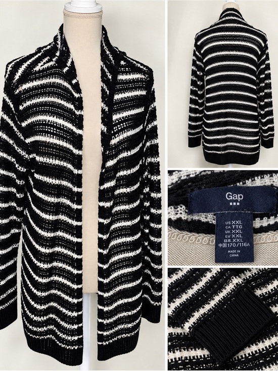 GAP Sweaters - GAP Black and White Open-Front Knit Cardigan